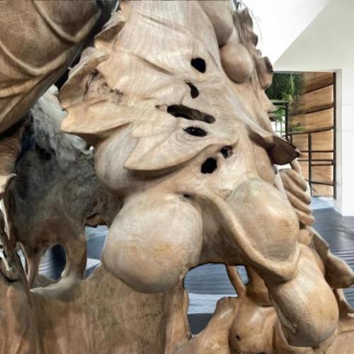 Deko Sitzender Hund 100 cm aus Holz und Aluminium