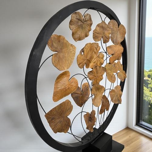 Dekoration Leaves aus Holz mit Stahl freistehend