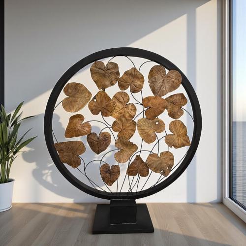 Dekoration Leaves aus Holz mit Stahl freistehend