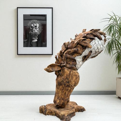 Aussergewoehnliche deko holzskulptur pferdekopf