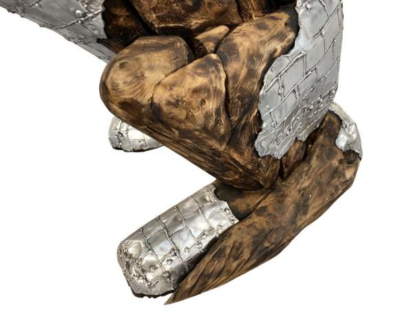 Deko Sitzender Hund 100 cm aus Holz und Aluminium-