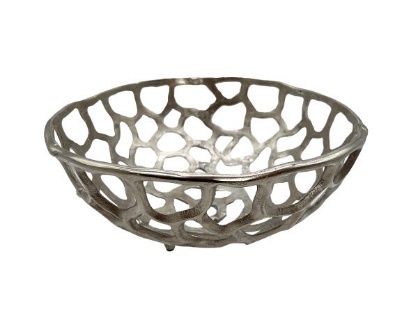 Dekoschale aus Aluminium im Gittermuster