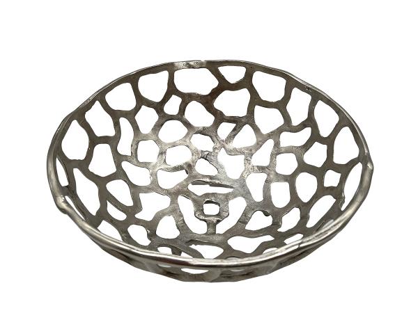 Dekoschale aus Aluminium im Gittermuster