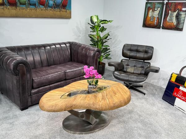 Couchtisch rund Clash aus Holz mit Edelstahl