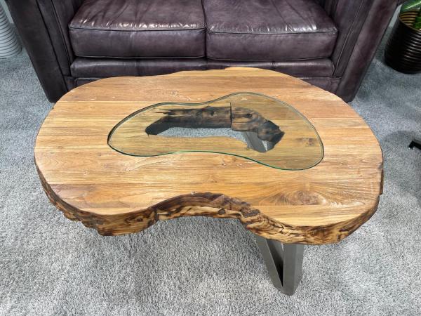 Design Sofatisch Loftstyle Altholz Edelstahl