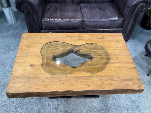 Rechteckiger Couchtisch aus Massivholz Deep Island 120 cm