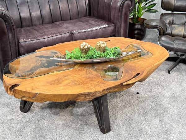 Einzigartiger Wohnzimmertisch Baumstamm Baumscheibe massiv Wohnzimmerideen