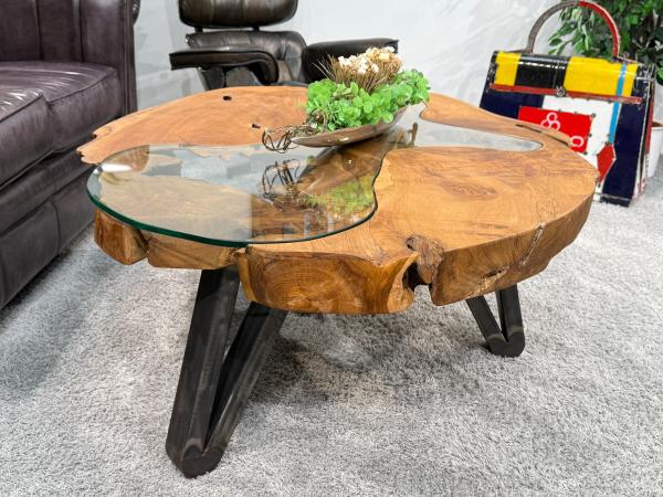 Einzigartiger Wohnzimmertisch Baumstamm Baumscheibe massiv Wohnzimmerideen