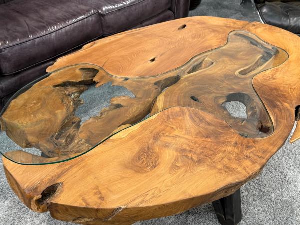 Einzigartiger Wohnzimmertisch Baumstamm Baumscheibe massiv Wohnzimmerideen