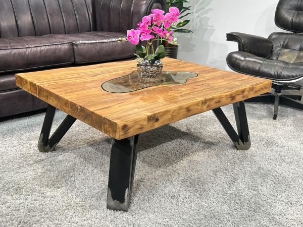 Eckiger Couchtisch aus massivem Holz EOS 100 x 80 cm
