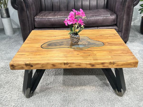 Eckiger Couchtisch aus massivem Holz EOS 100 x 80 cm