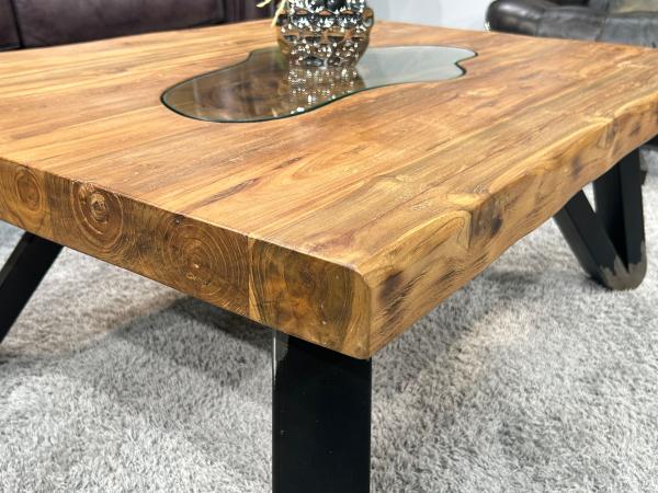 Eckiger Couchtisch aus massivem Holz EOS 100 x 80 cm