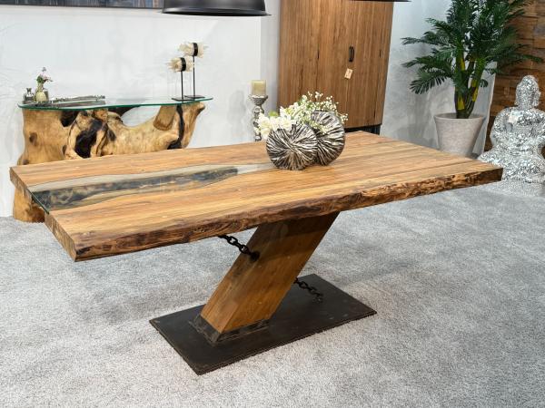 Eckiger Esszimmertisch aus Teakholz, 200x100 cm