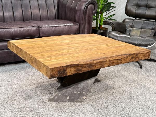 Teakholz-Couchtisch mit Kreuzbein, 100x83x43,5 cm