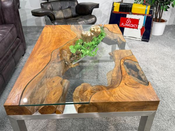 Eckiger Wohnzimmertisch aus Massivholz Natural Landscape 120 x 80 cm
