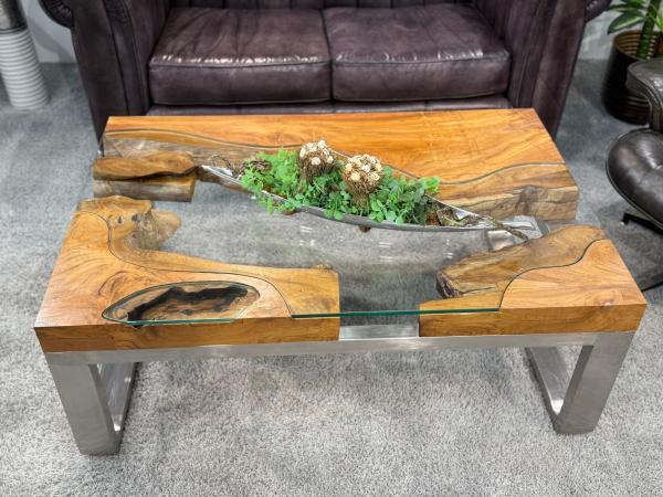 Eckiger Wohnzimmertisch aus Massivholz Natural Landscape 120 x 80 cm
