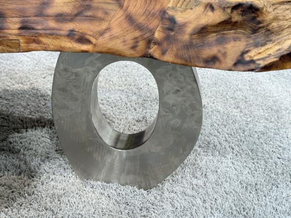 Couchtisch aus Altholz mit Glaseinlage, 130x87x46 cm