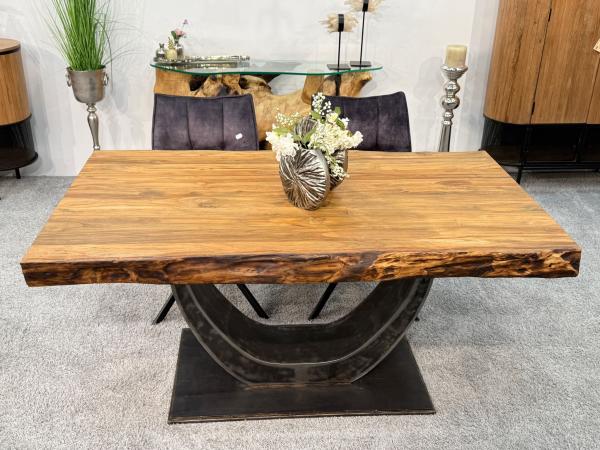 Esstischfuß aus recyceltem Holz und Metall, U-Form