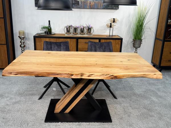 Esstisch-AkEsstisch mit Baumkante 180 x 100 cm Canyonazie-Holztisch-200cm