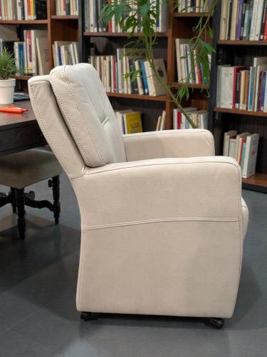 Dining Chair/Armchair "Granada ivory cream" with Armrest on Casters