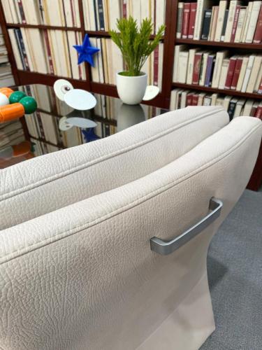 Dining Chair/Armchair "Granada ivory cream" with Armrest on Casters