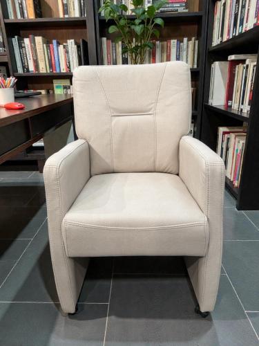Dining Chair/Armchair "Granada ivory cream" with Armrest on Casters