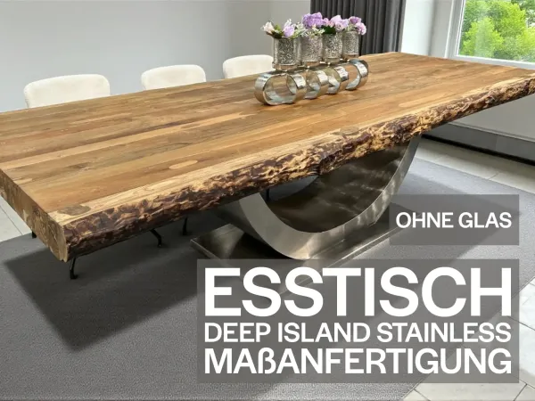 Masstisch Esstisch auf Wunschmass mit Edelstahl