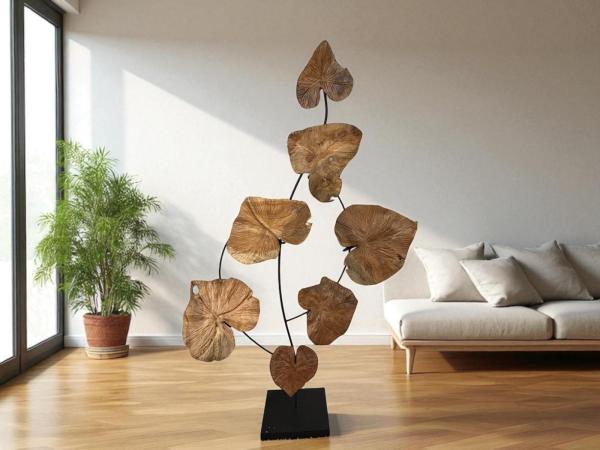 Dekoration Leaves aus Holz mit Stahl freistehend