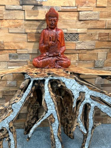 Sonderangebot Handgeschnitzte Deko aus Holz "Meditierender Buddha" ca. H53 x B35 x T16 cm ähnl. Abbildung