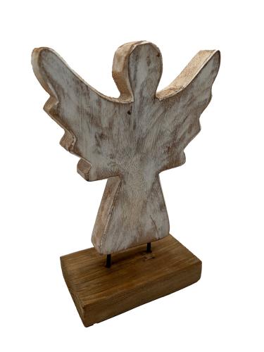Handgeschnitzte Dekoration aus Holz Engel weiß S