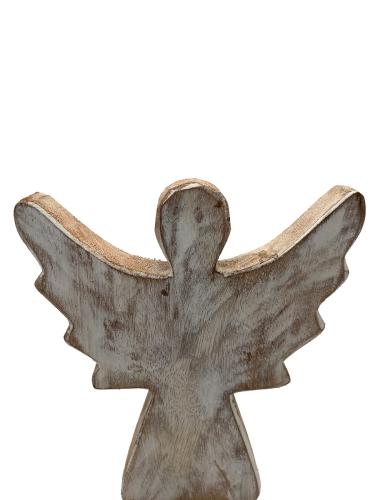 Handgeschnitzte Dekoration aus Holz Engel weiß S