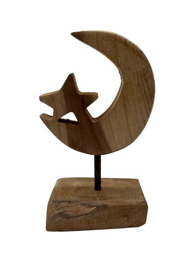 Handgeschnitzte Dekoration aus Holz Mond S