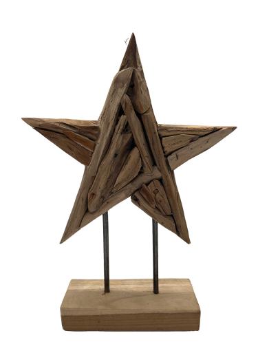 Handgeschnitzte Weihnachtsdekoration Holzstern L