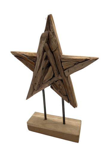 Handgeschnitzte Weihnachtsdekoration Holzstern L