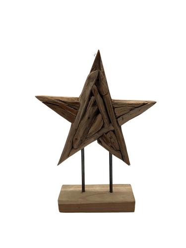 Handgeschnitzte Weihnachtsdekoration Holzstern L