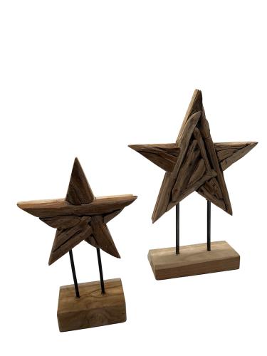 Handgeschnitzte Weihnachtsdekoration Holzstern-Set