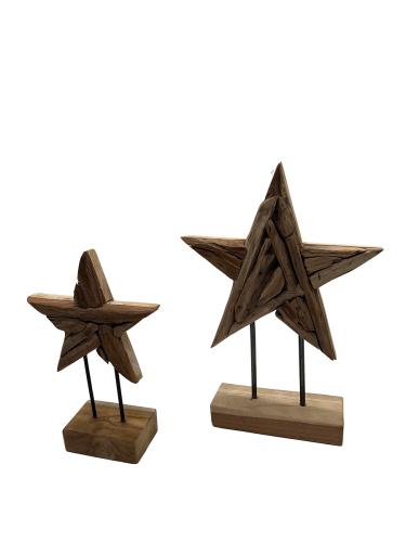 Handgeschnitzte Weihnachtsdekoration Holzstern-Set