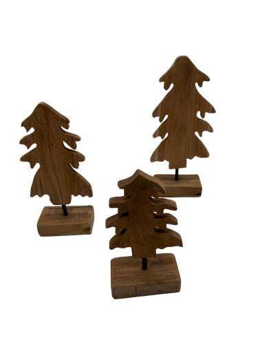 Handgeschnitzte Weihnachtsdekoration aus Holz Tannen