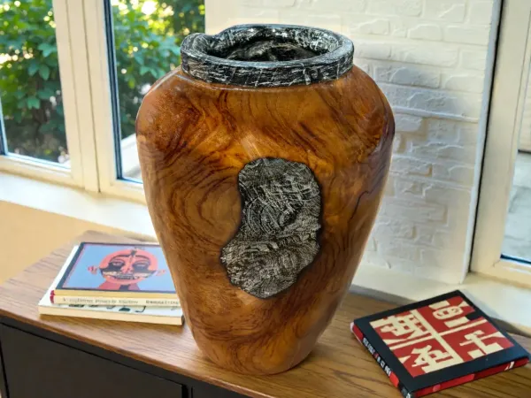 Holzvase VALENTINA, rund, ca. 25x35 cm, naturbelassen