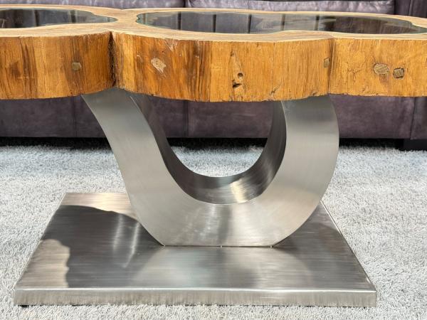 Couchtisch unikat baumstamm designtisch