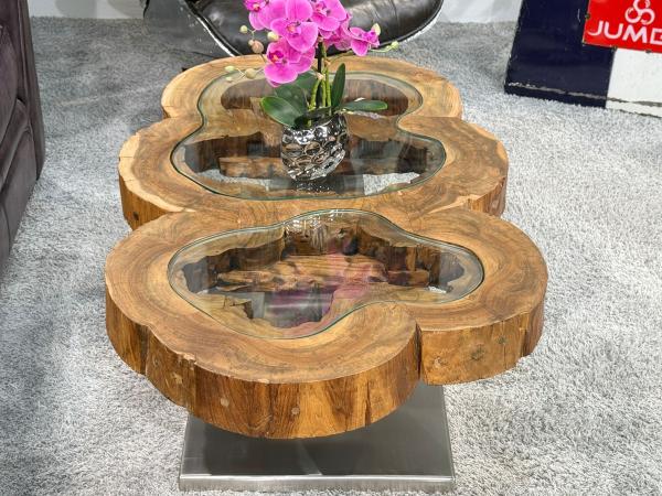 Couchtisch unikat baumstamm designtisch