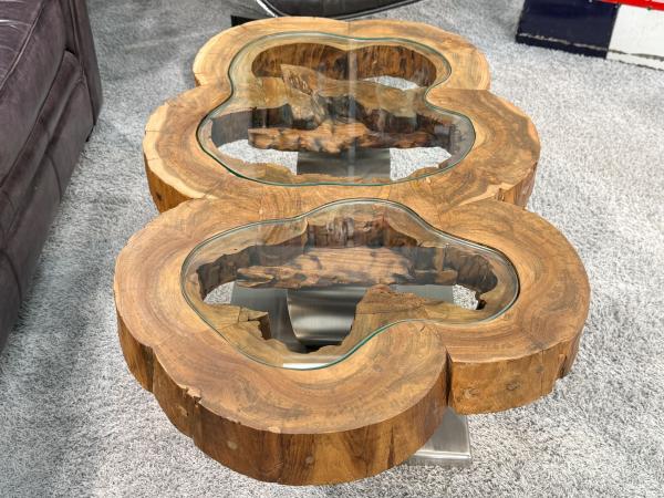 Couchtisch unikat baumstamm designtisch