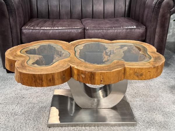 Couchtisch unikat baumstamm designtisch