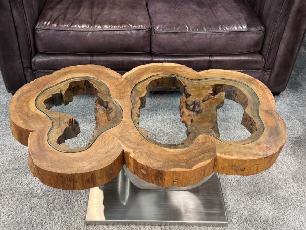 Couchtisch unikat baumstamm designtisch