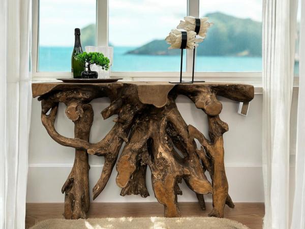 Konsole aus einer Baumwurzel Teak