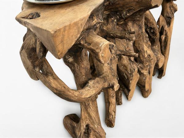 Konsole aus einer Baumwurzel Teak