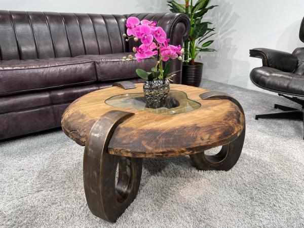 Sofatisch aus echtem Teakholz rund 80cm