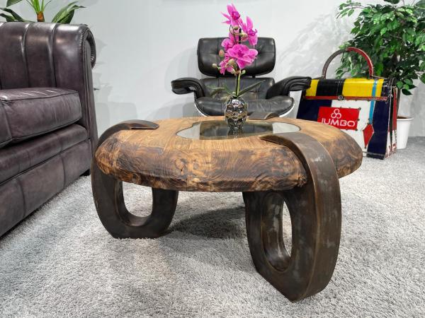 Sofatisch aus echtem Teakholz rund 80cm