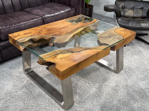 Couchtisch "Natural Landscape" (ca. 100 x 80 x 50,5 cm) aus Teakholz
