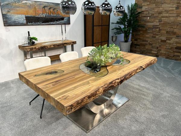 Massivholztisch aus recyceltem Altholz Deep Island